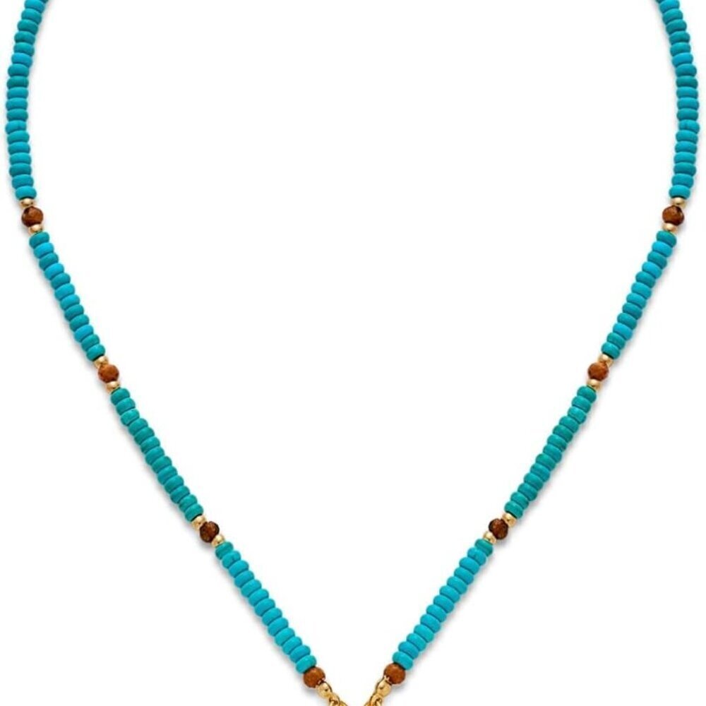 Gold Fish Necklace Women Beaded Summer Summer Beach Turquoise Jewelry